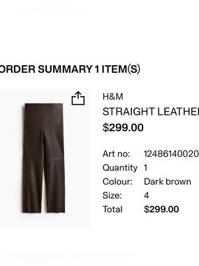 H&M Black Faux Leather Leggings